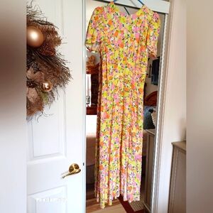 AFRM Vibrant Floral Dress Open Back Keyhole